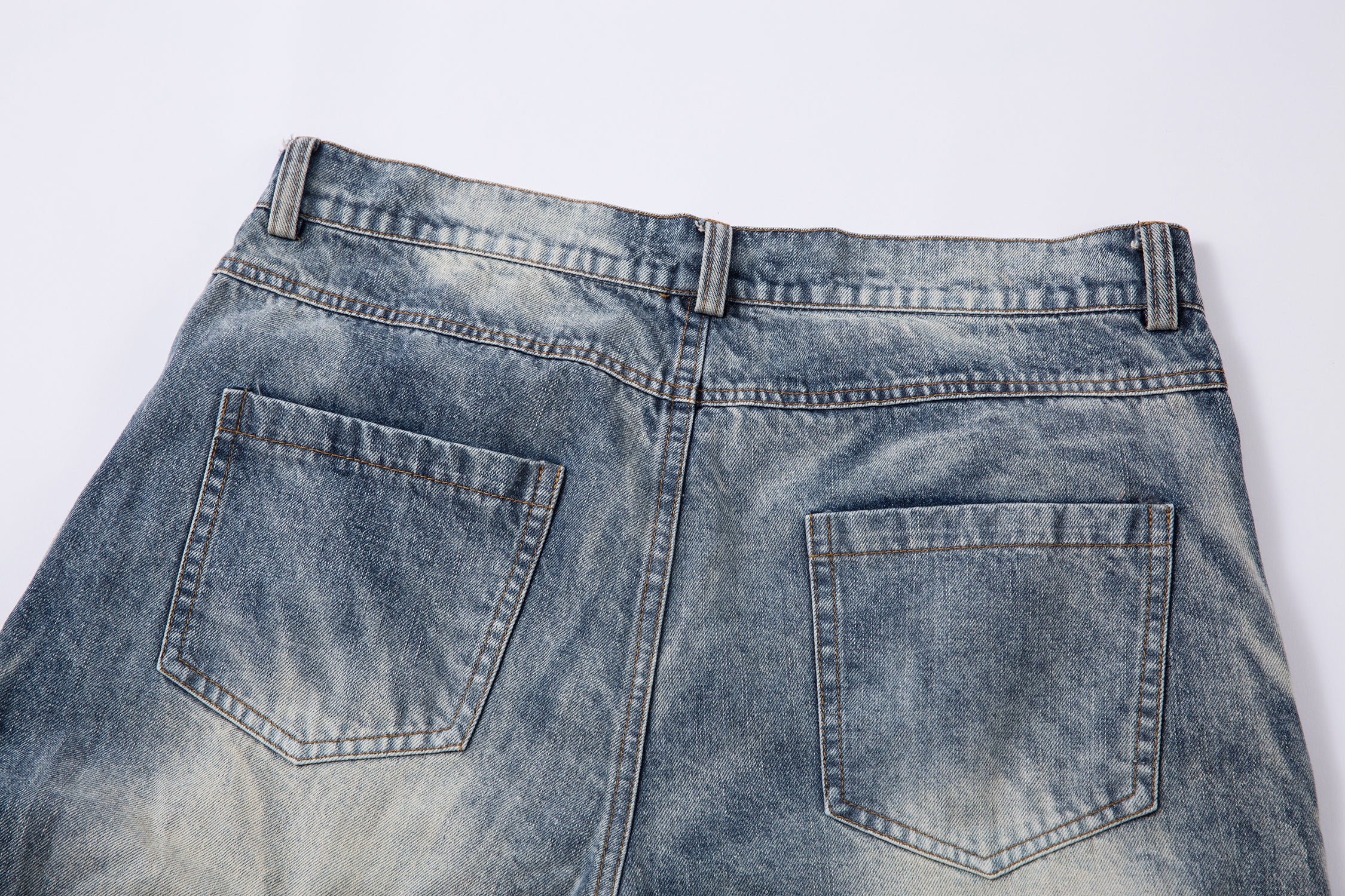 Washed Grid Pleat | Denim Jeans