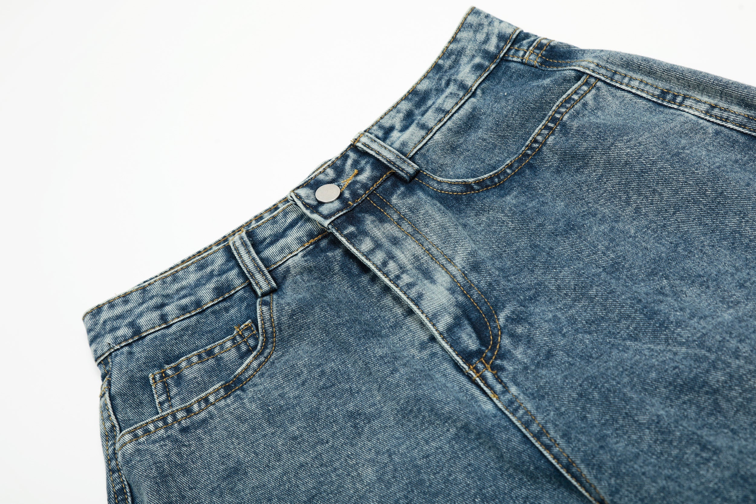 Star Stitching Washed | Wide Jeans - Santo