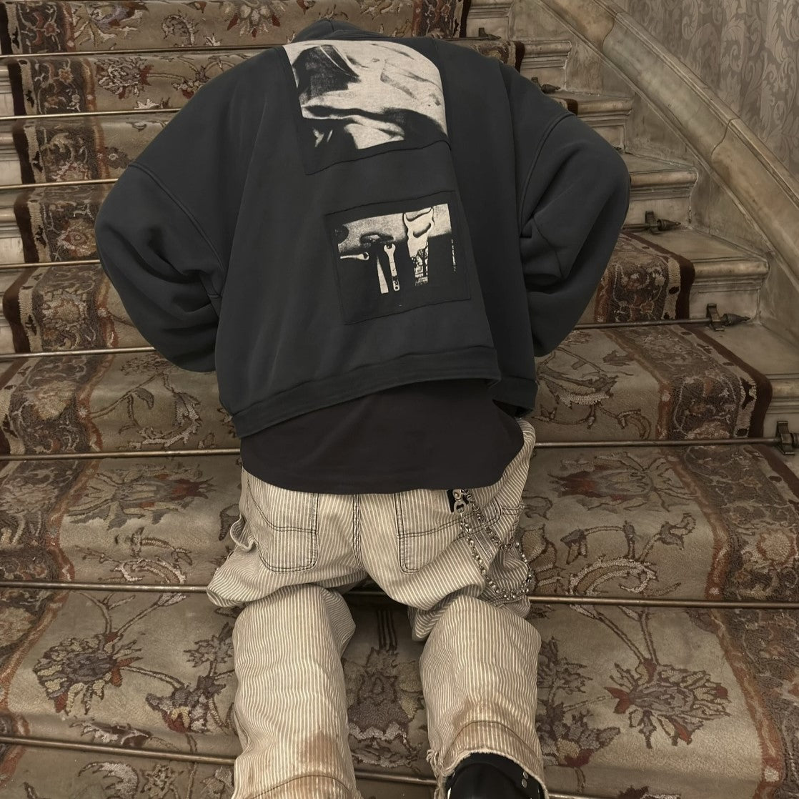 Vintage Patch Graphic | Washed Zip Up Hoodie - Santo