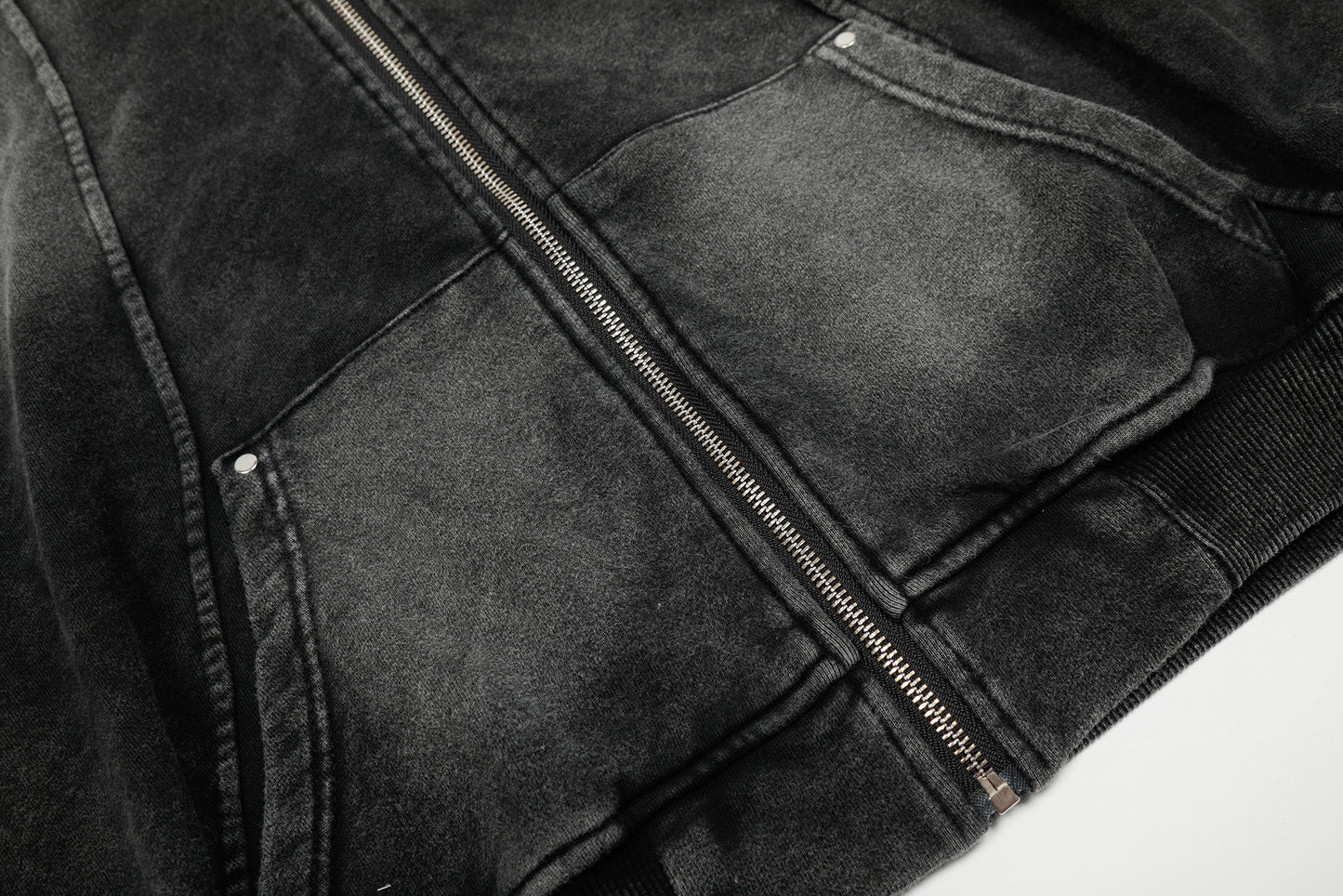 Washed | Oversized Zip Up Hoodie - Santo