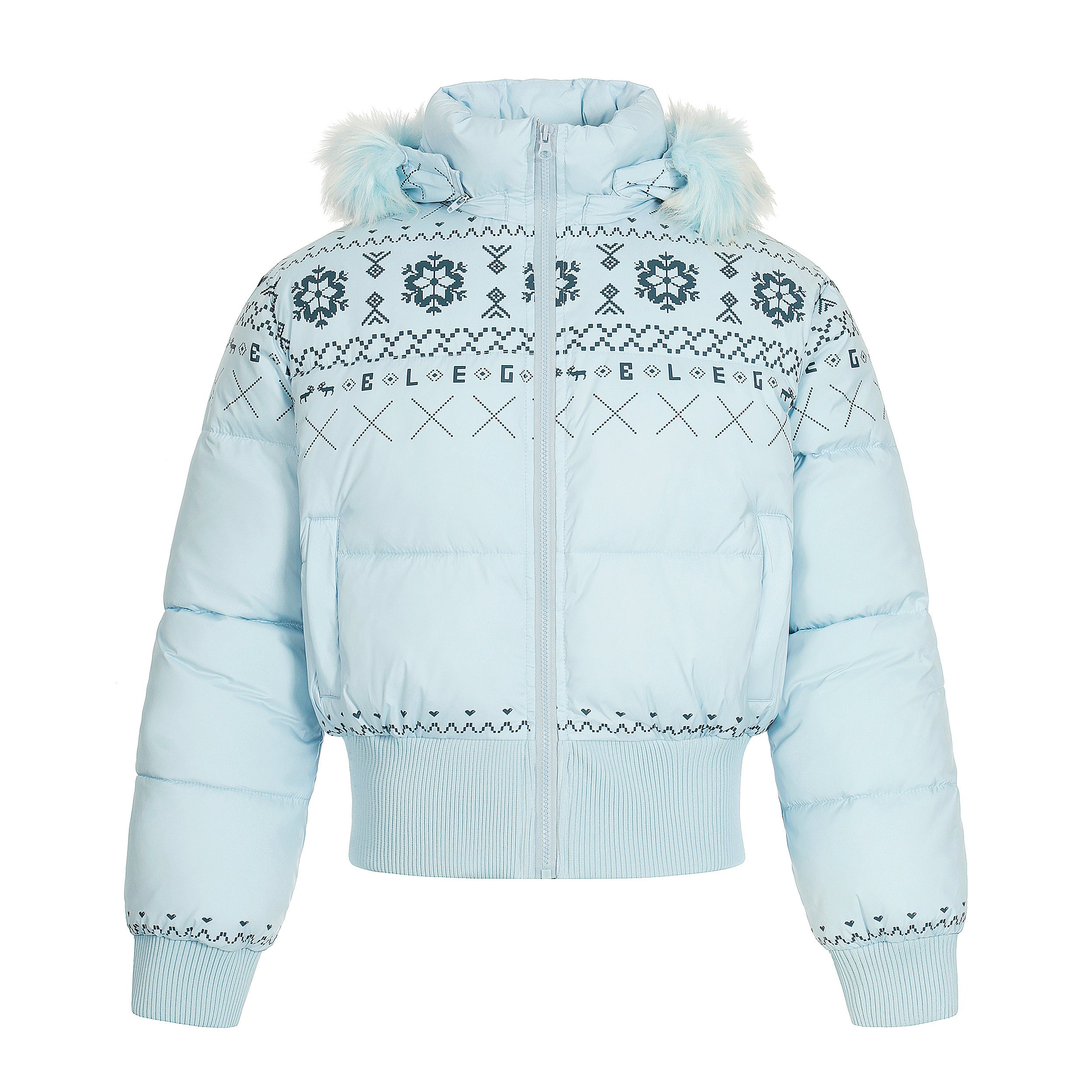 Glacier Bloom | Nordic Embroidered Hooded Puffer