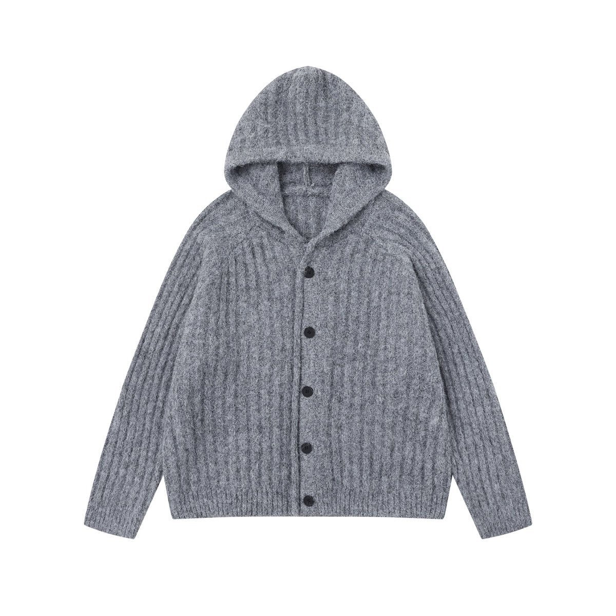 COZY LINE | Ribbed Knit Button Hoodie