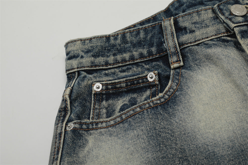 Bleached Denim | Distressed Wide-Leg Shorts