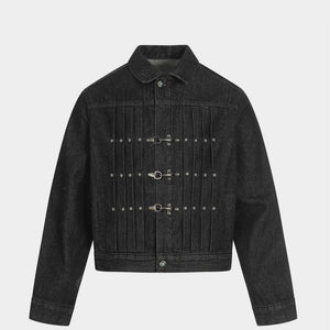 Pleated Denim | Metal Button Jacket