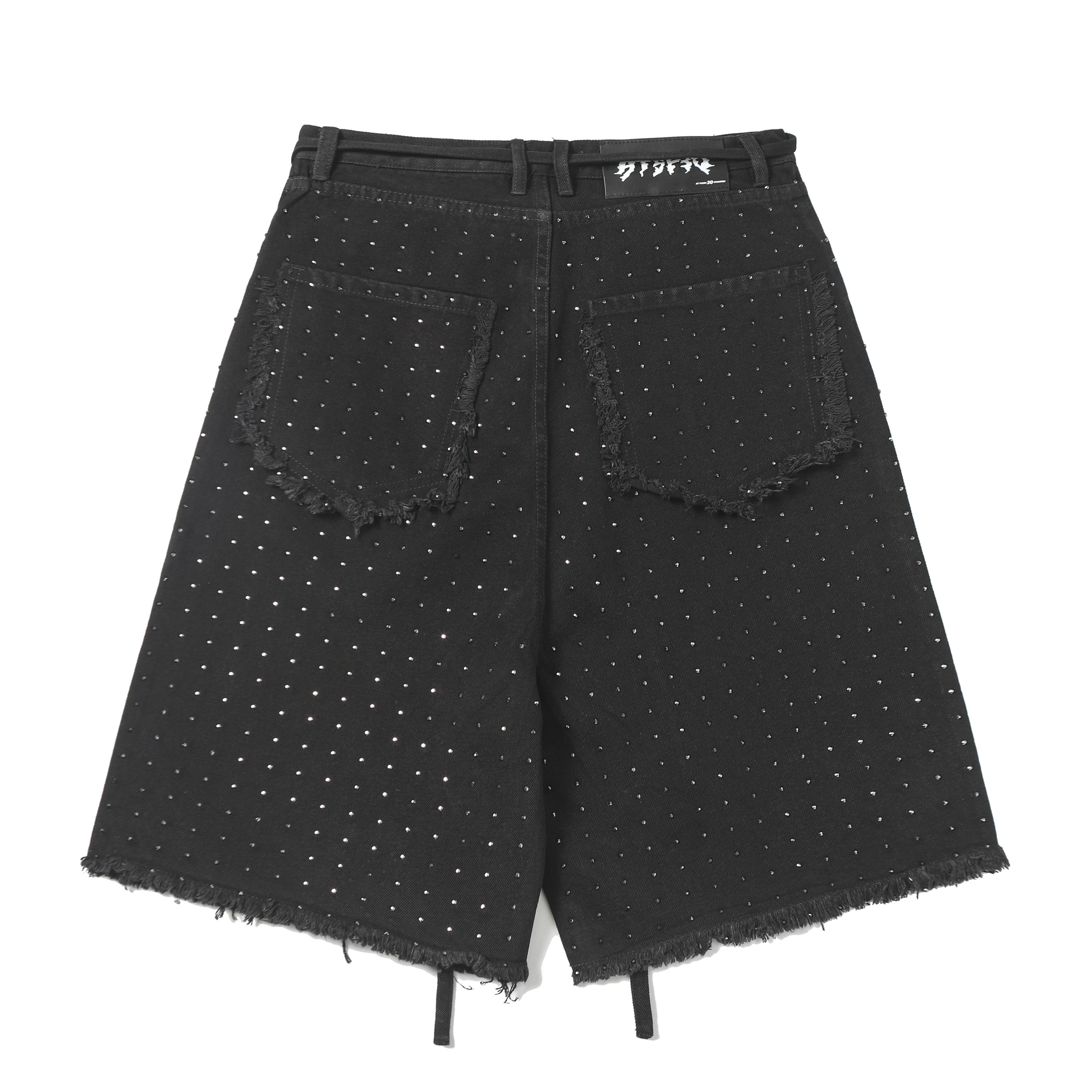 Rhinestone Frayed | Denim Shorts
