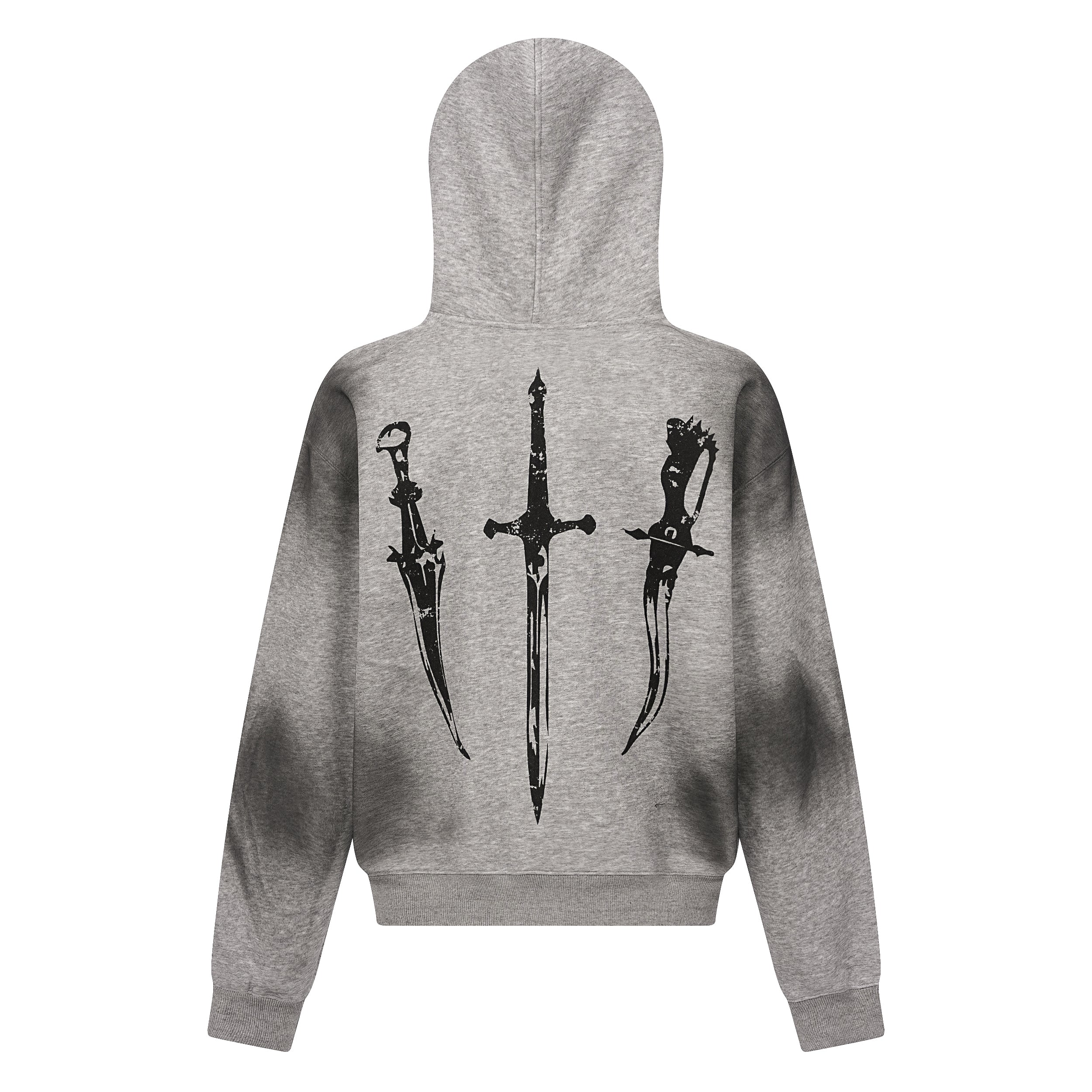 Gothic Distressed Print | Zip-Up Hoodie - Santo