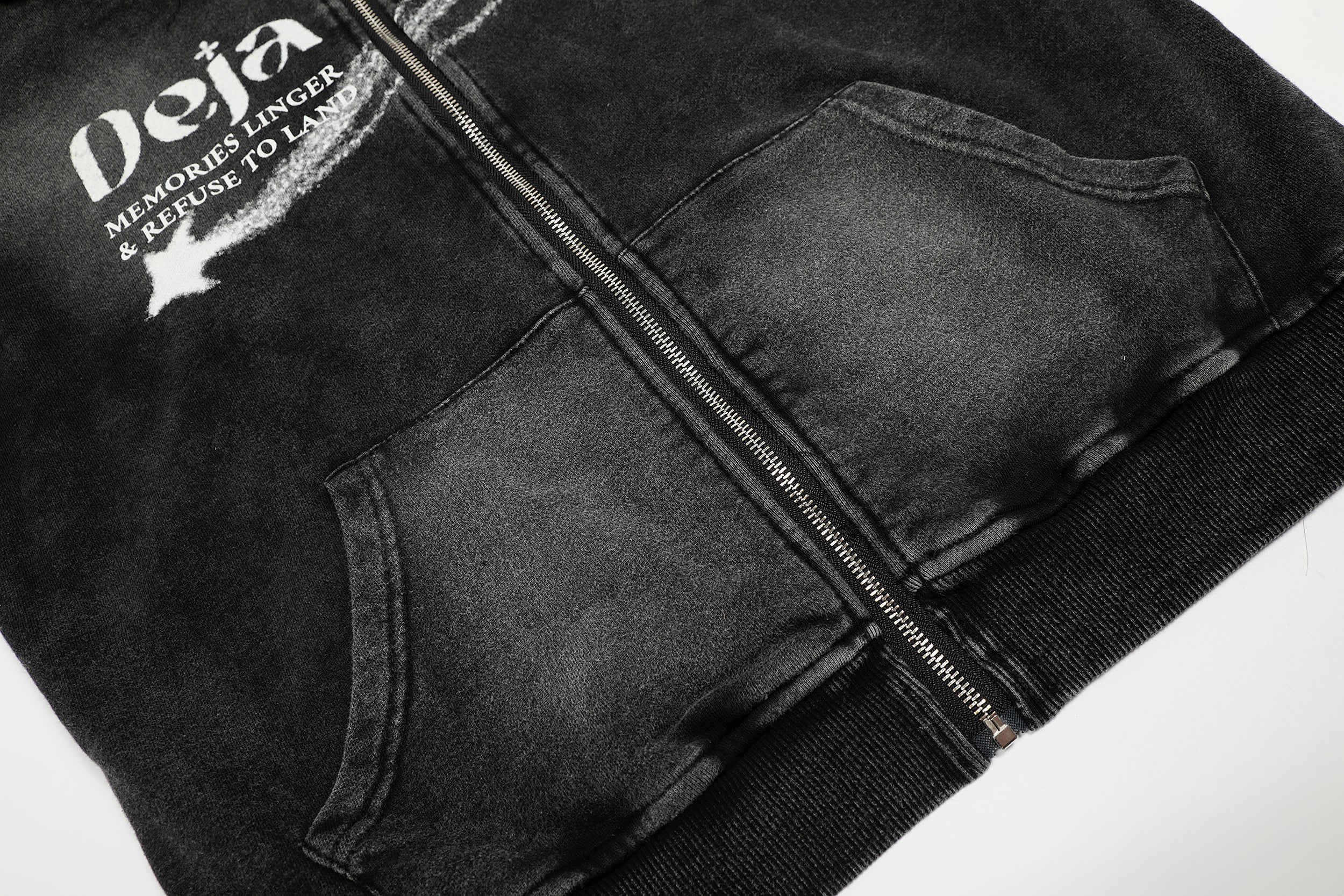 Washed Gradient | Black Zip Up Hoodie - Santo