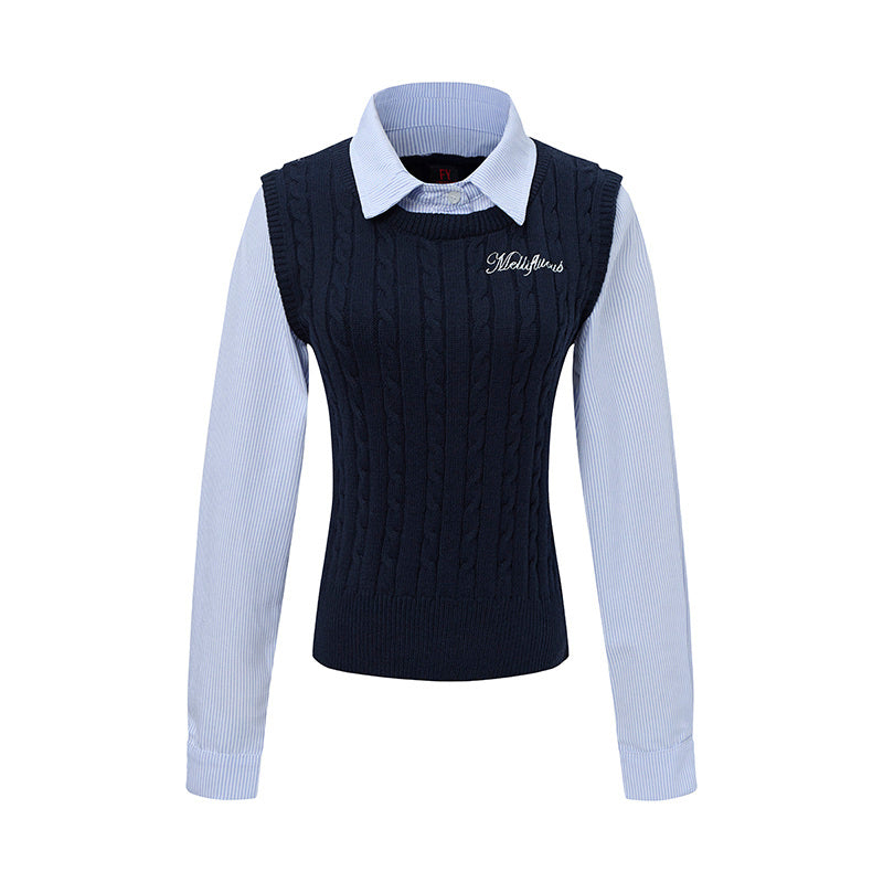 Layer Knit | Preppy Shirt Vest Combo