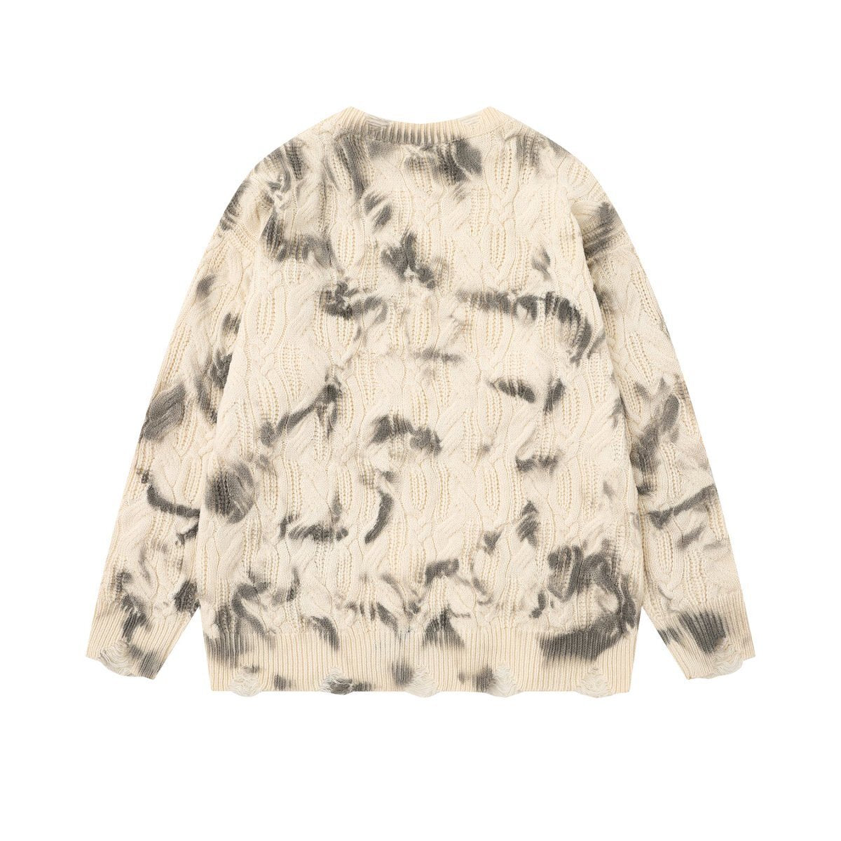 Charcoal Fade | Distressed Tie-Dye Knit Pullover