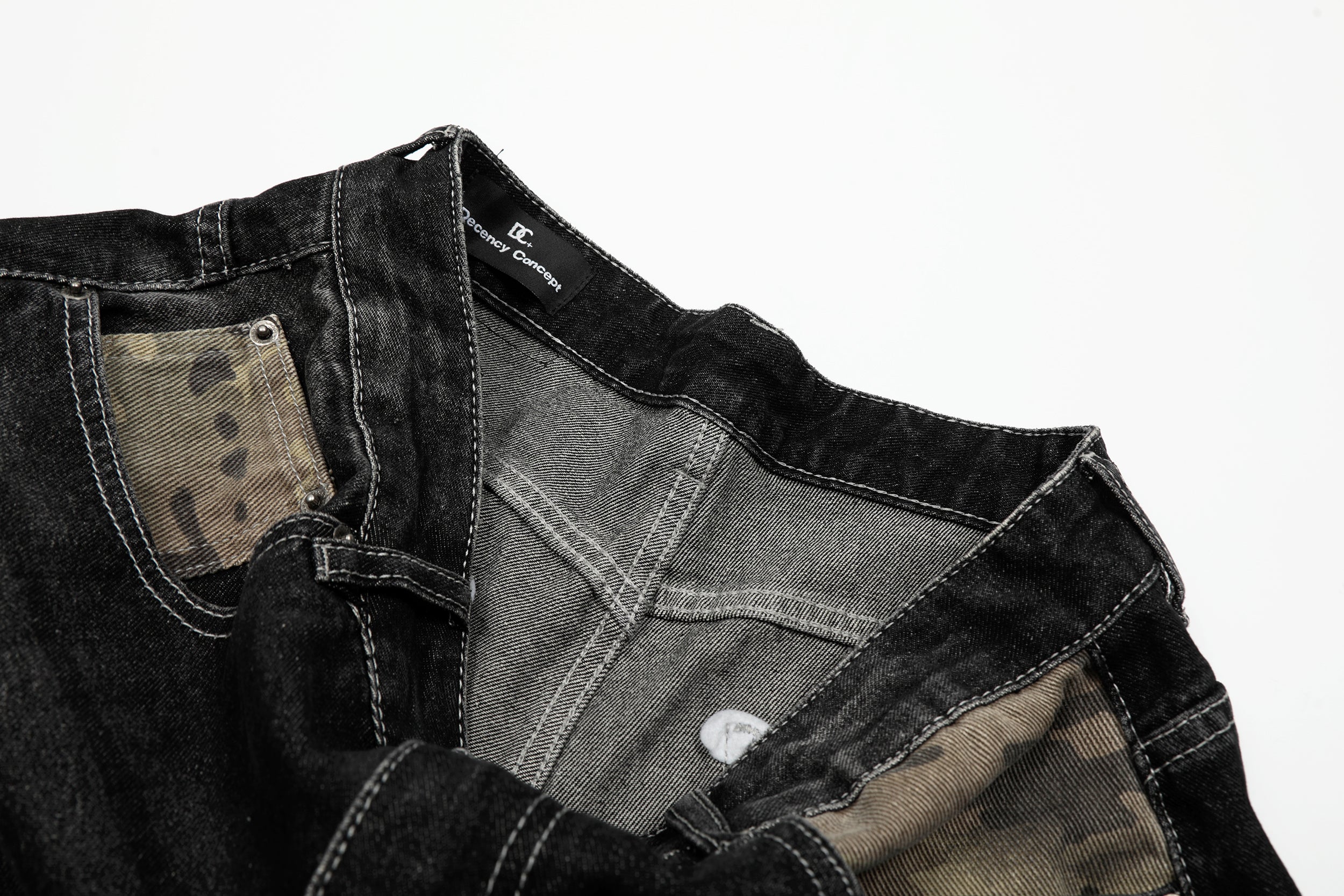 Unisex Wide-Legged Patchwork Shorts | Distressed Denim