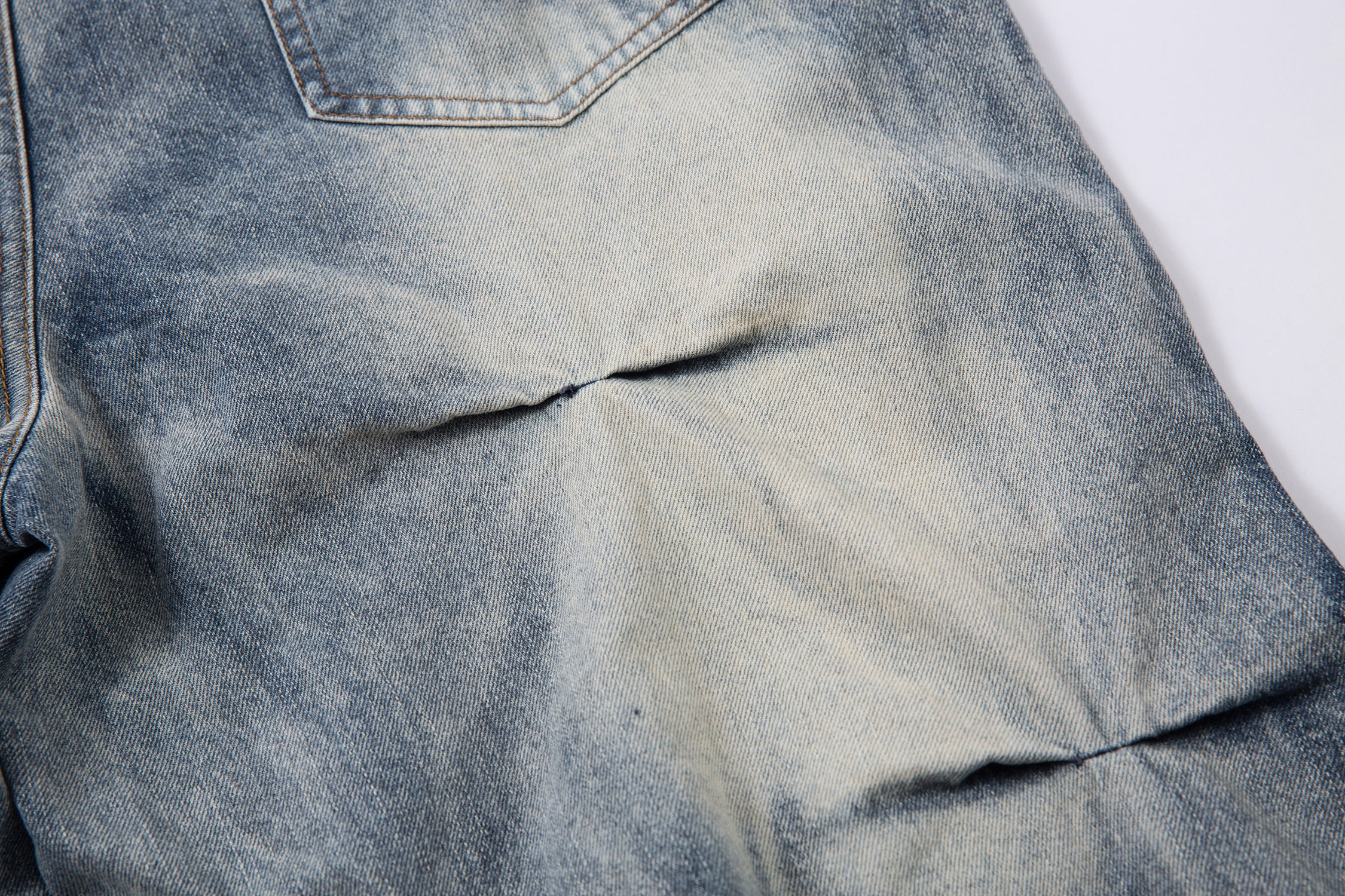Washed Grid Pleat | Denim Jeans