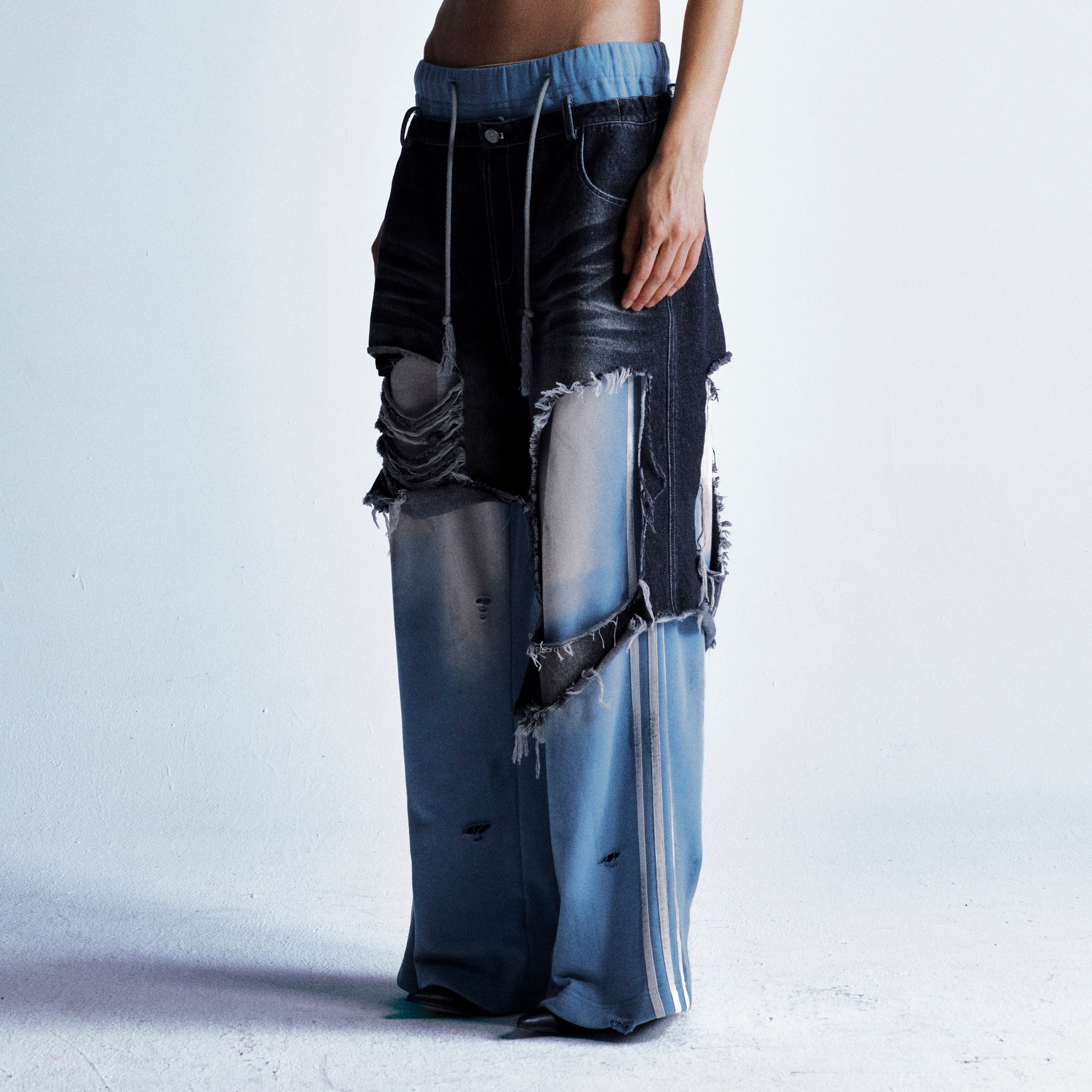 Deconstructed Distressed | Striped Jeans - Santo