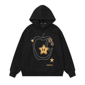Glitter Star Apple Print | Oversized Hoodie - Santo