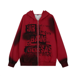 Graffiti Print | Oversized Zip Up Hoodie - Santo