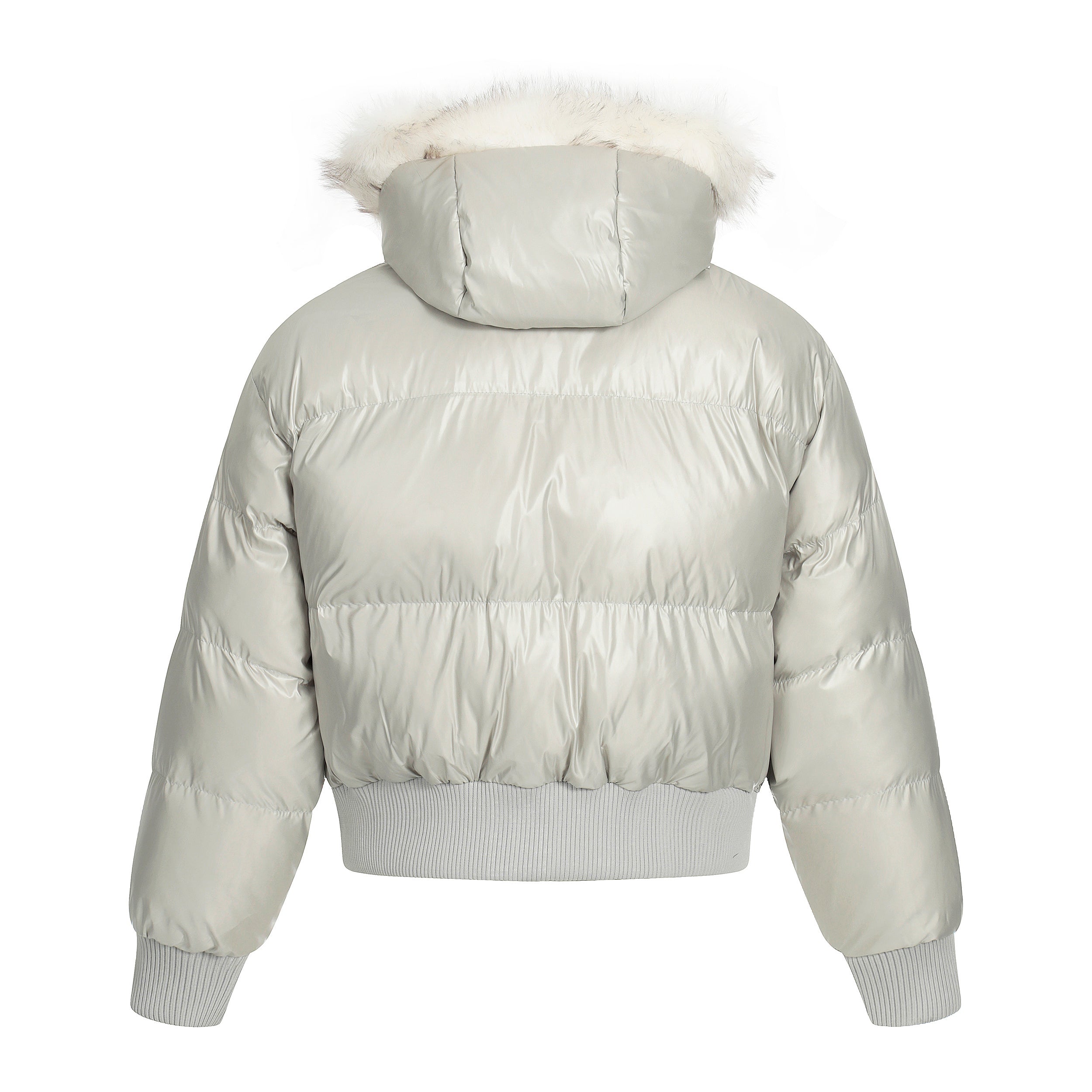 Frost Petal | Embroidered Satin Puffer Jacket