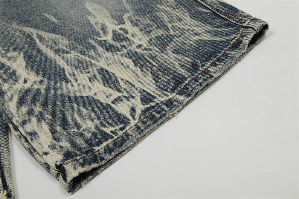Bleached Denim | Distressed Wide-Leg Shorts