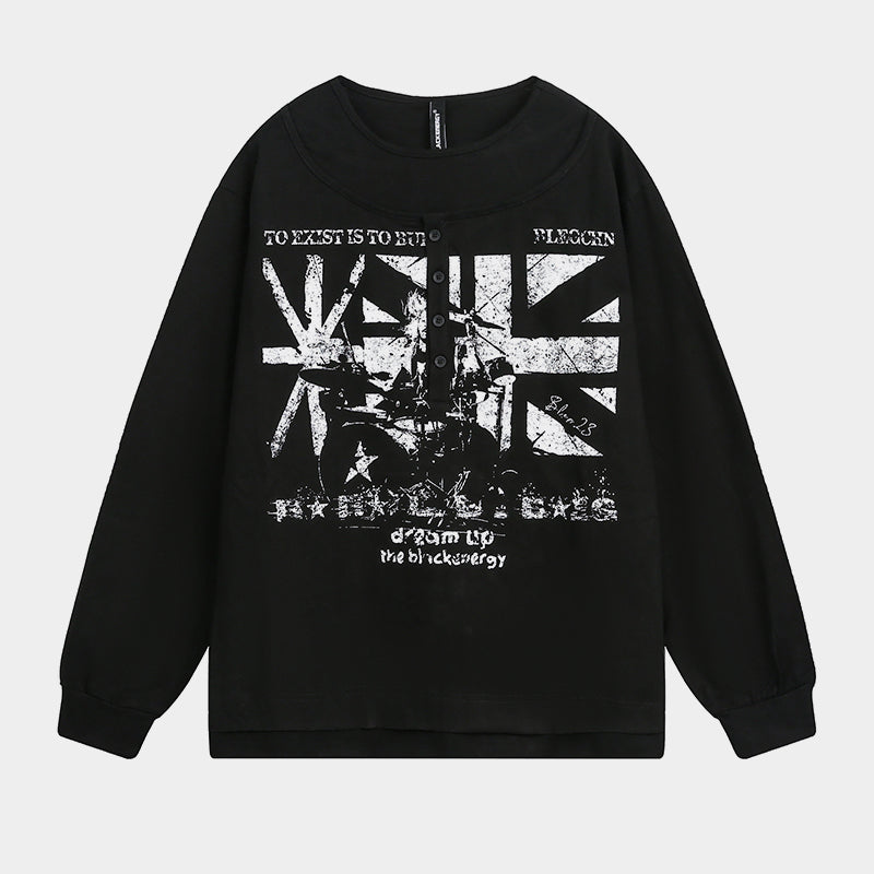 Punk Flag Art | Button Sweatshirt