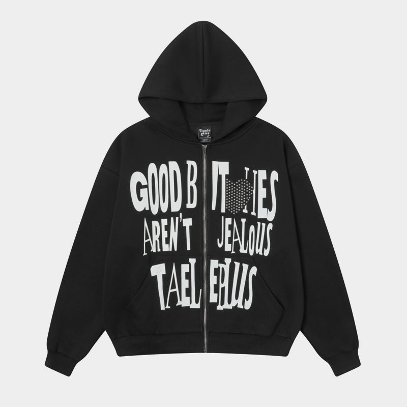 Rhinestone Heart | Zip-Up Hoodie