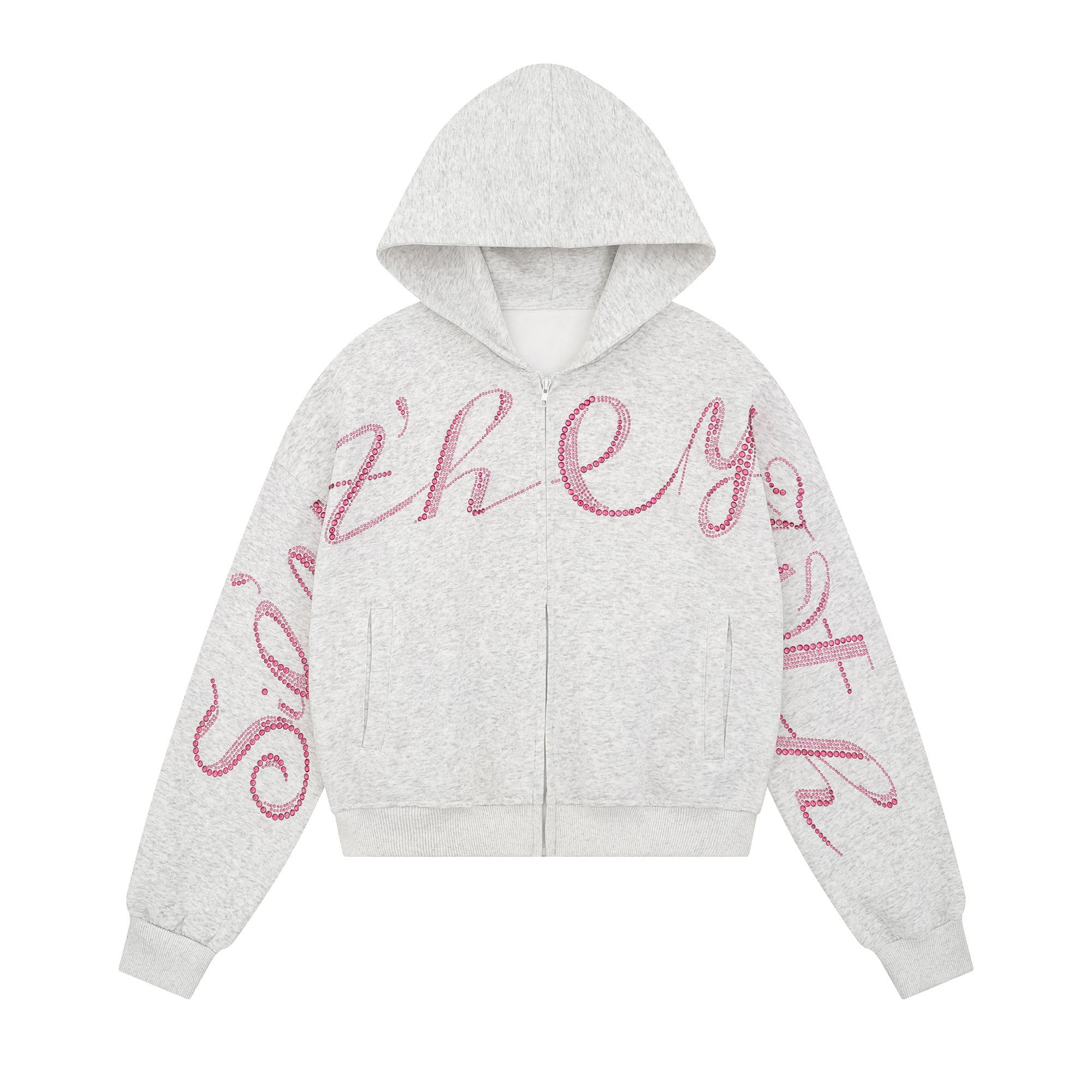 STELLAR | Rhinestone Script Zip Hoodie