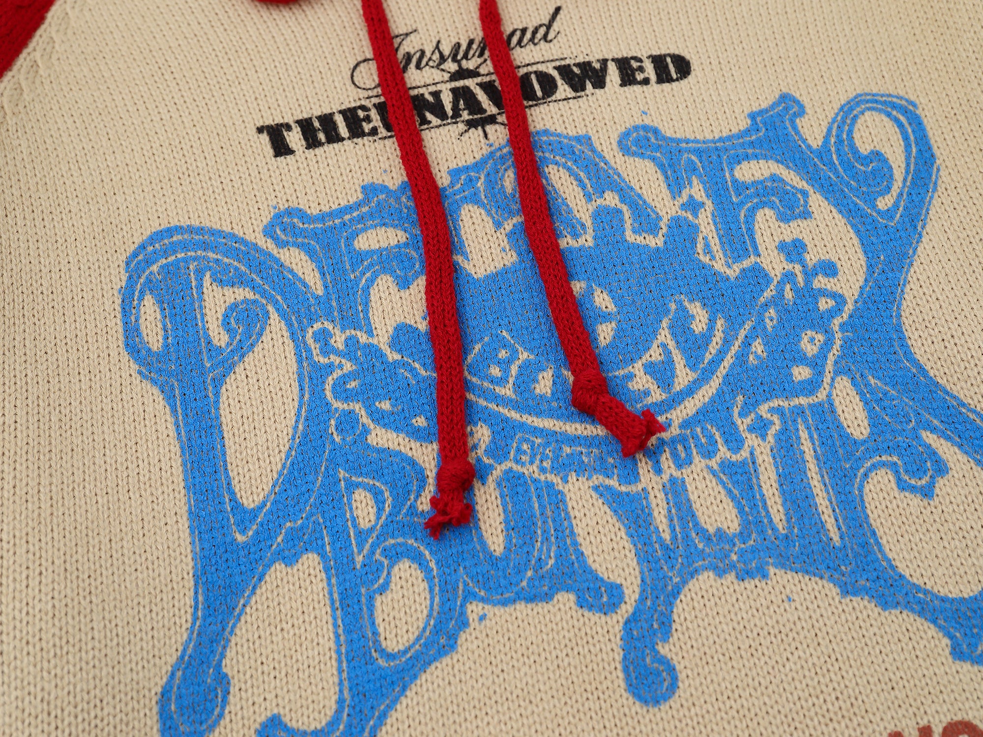 Graphic Script | Mesh-Sleeve Raglan Knit Pullover