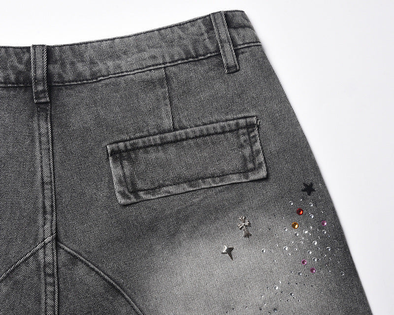 Starry Washed Rhinestone | Denim Shorts - Santo