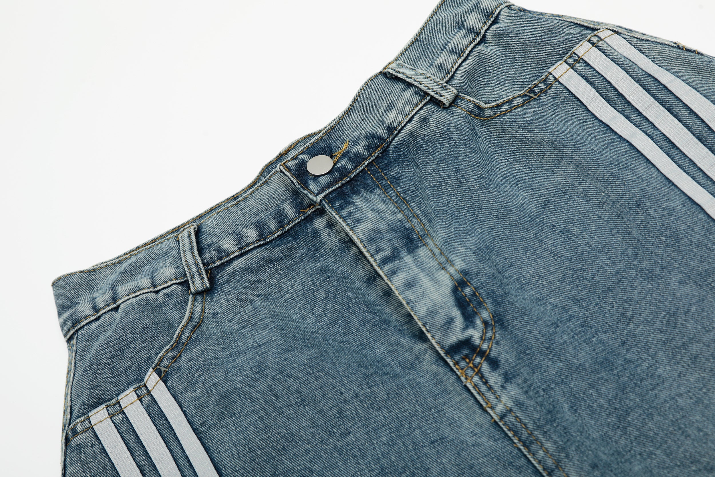 Vintage Stripe | Washed Denim Shorts