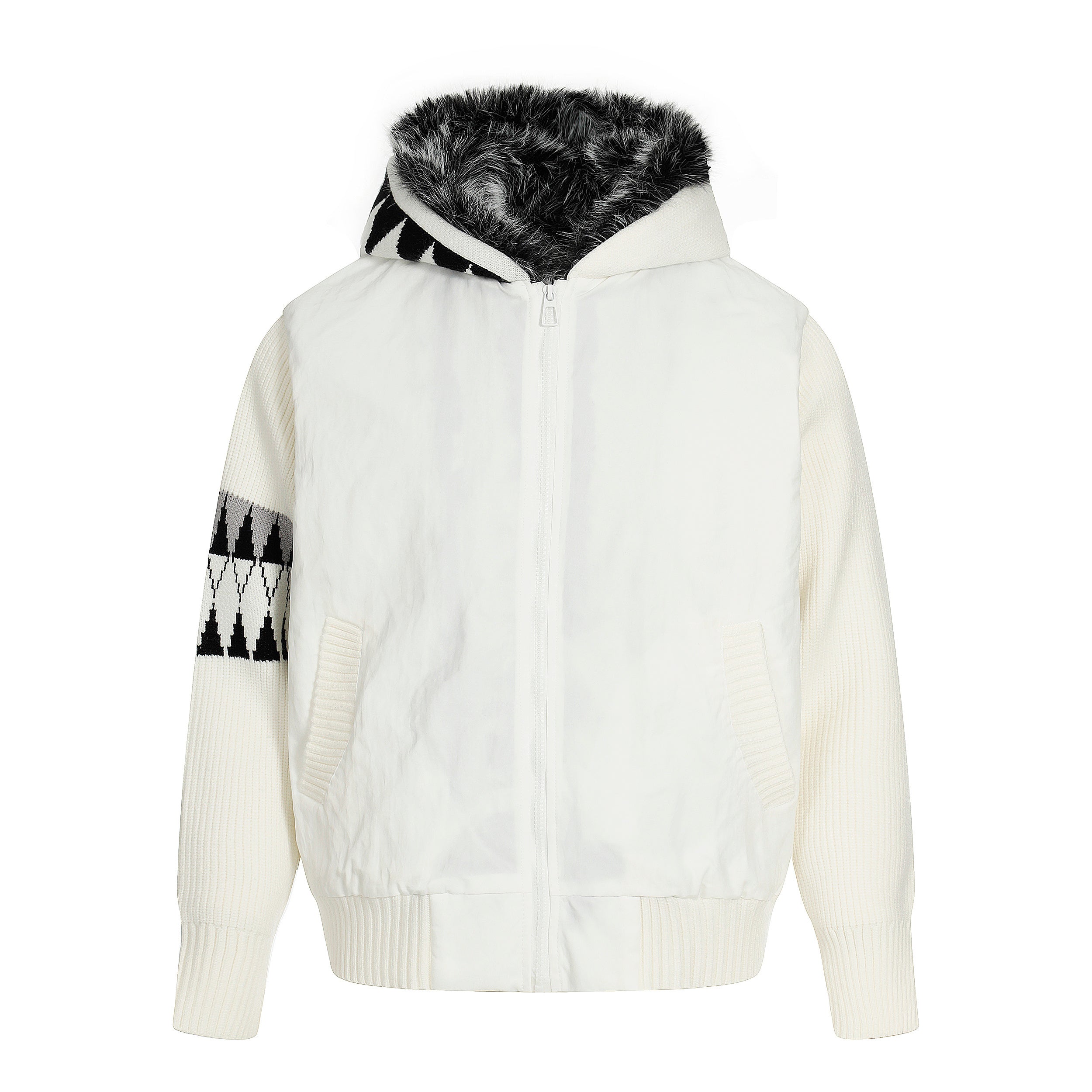 Knit Contrast | Fleece Hooded Jacket