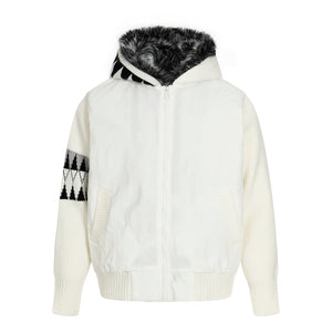 Knit Contrast | Fleece Hooded Jacket