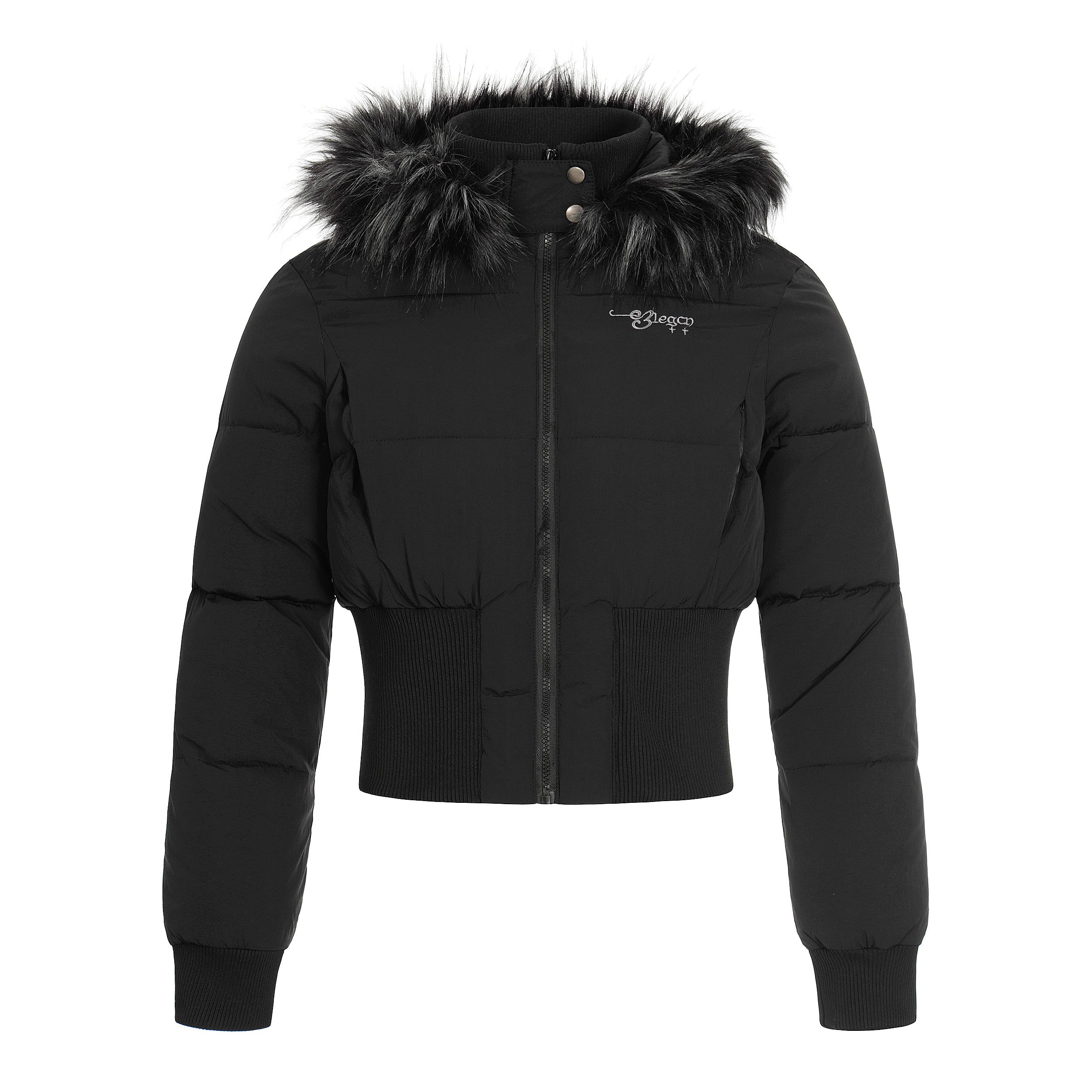 Fur Flare | Hooded Crop Puffer Jacket