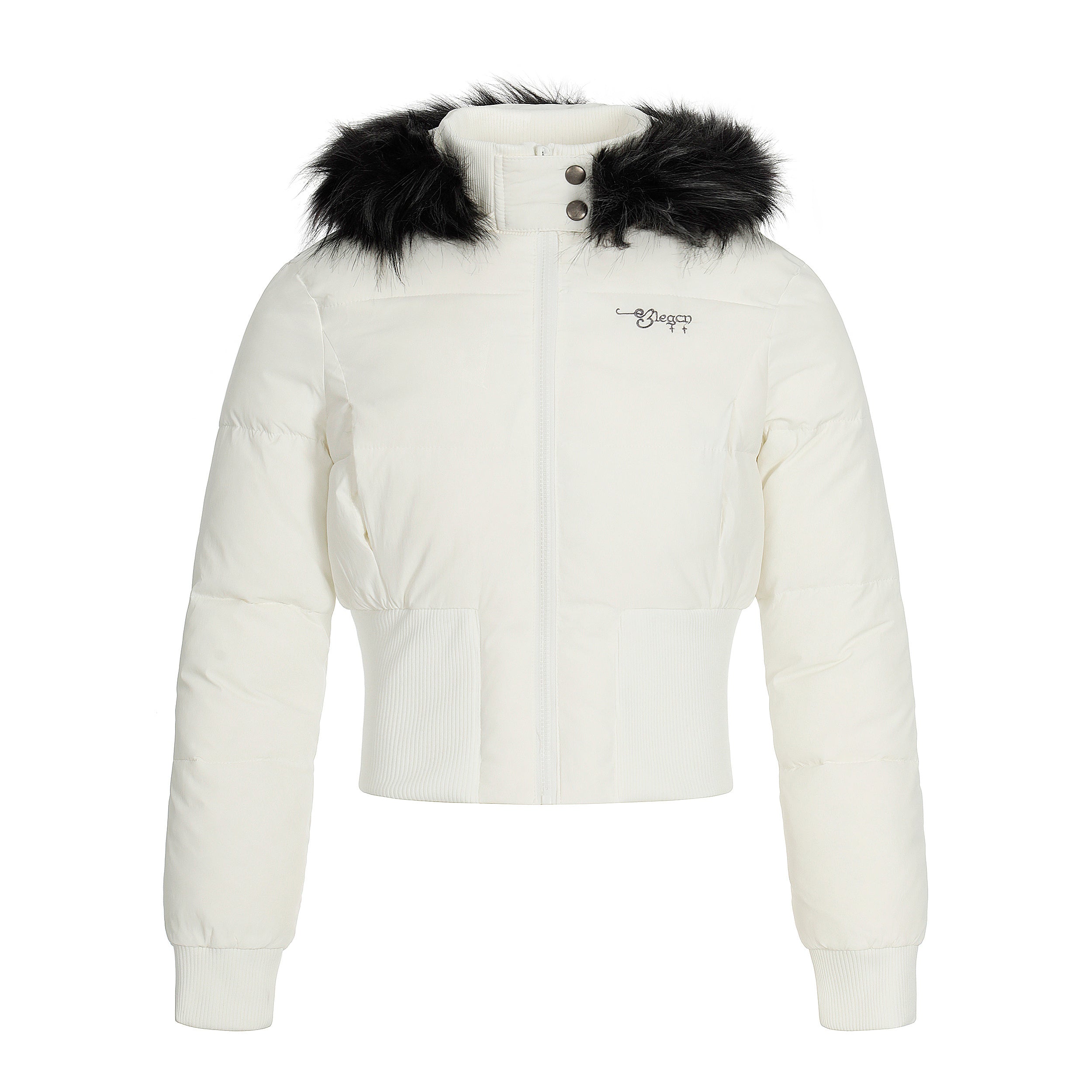 Fur Flare | Hooded Crop Puffer Jacket