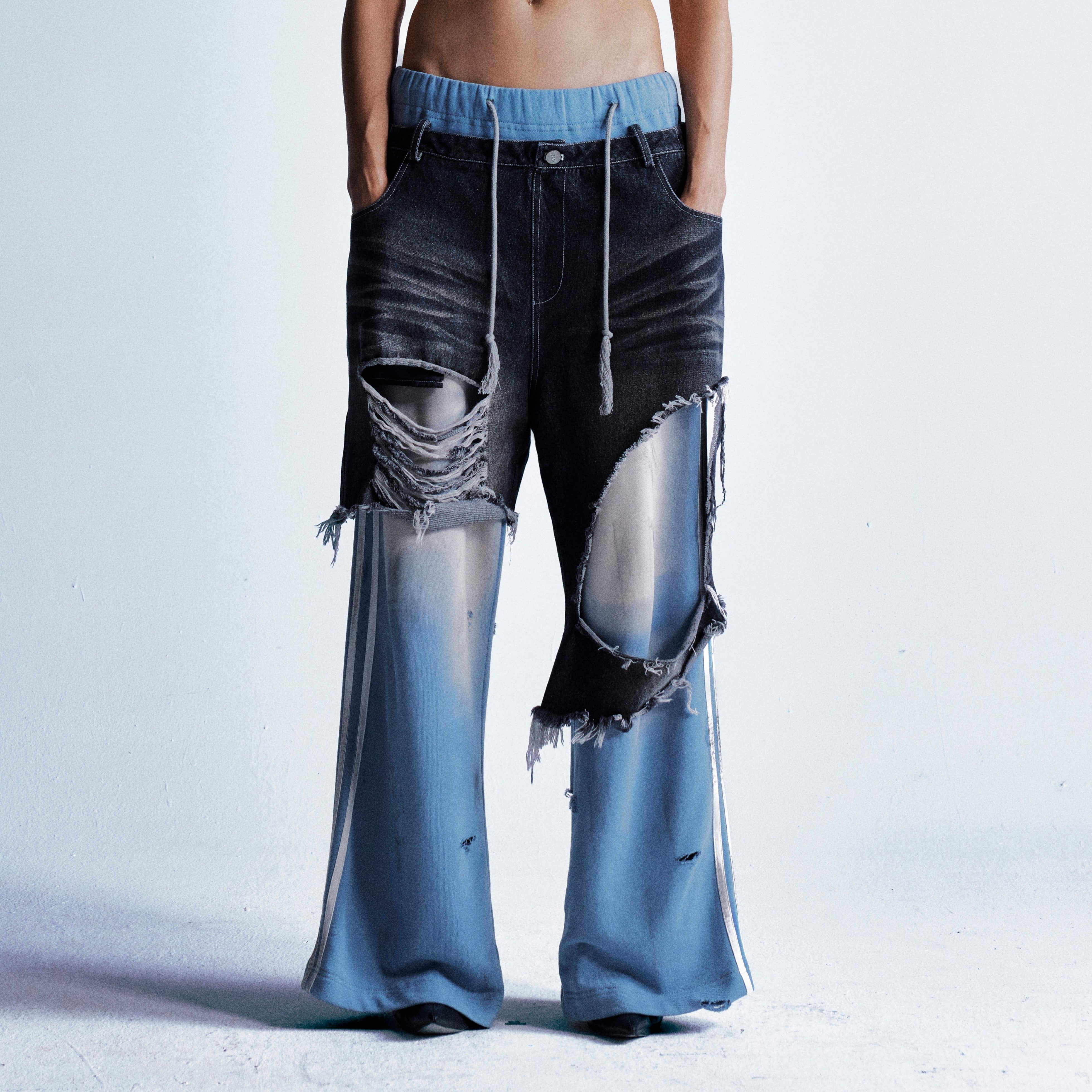 Deconstructed Distressed | Striped Jeans - Santo