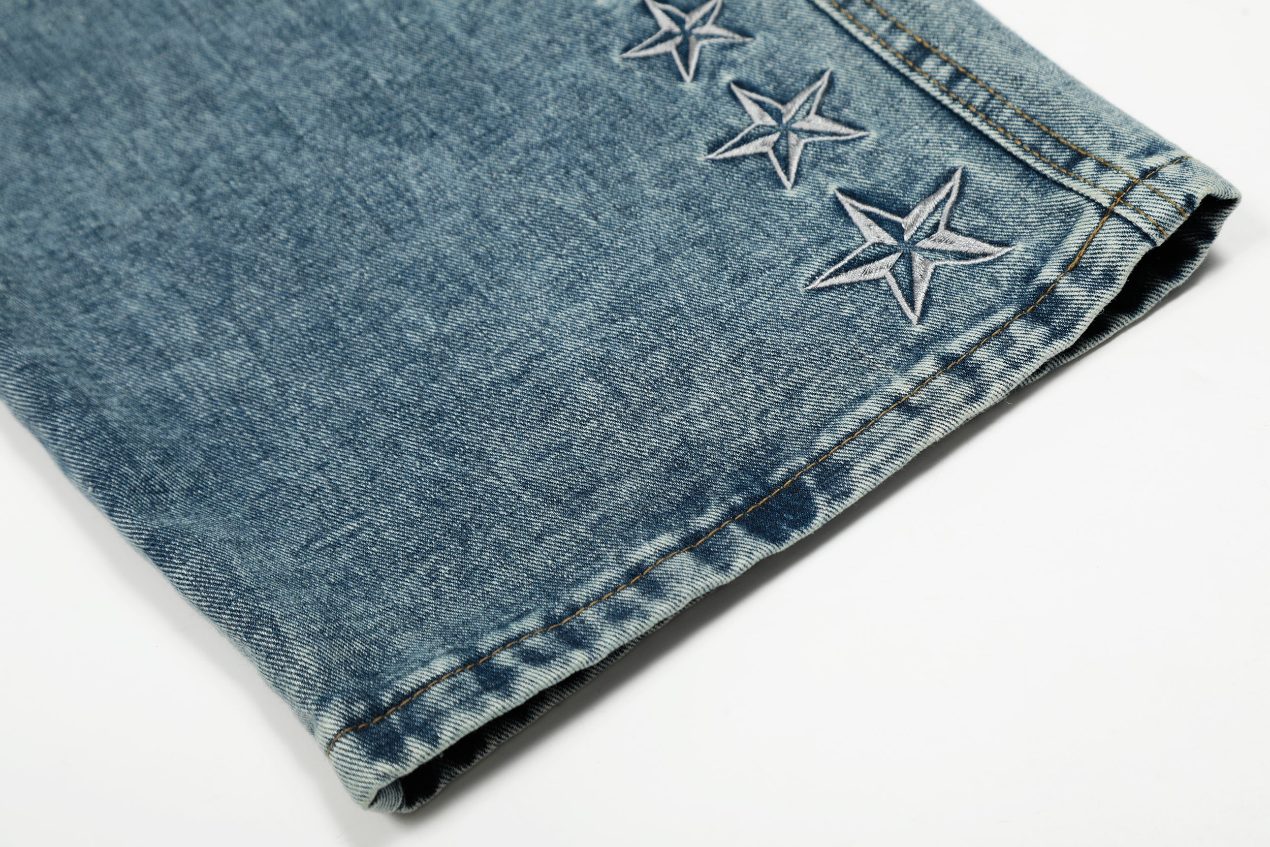 Star Stitching Washed | Wide Jeans - Santo