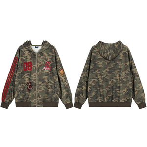 Camo Varsity Patch | Zip Up Hoodie - Santo