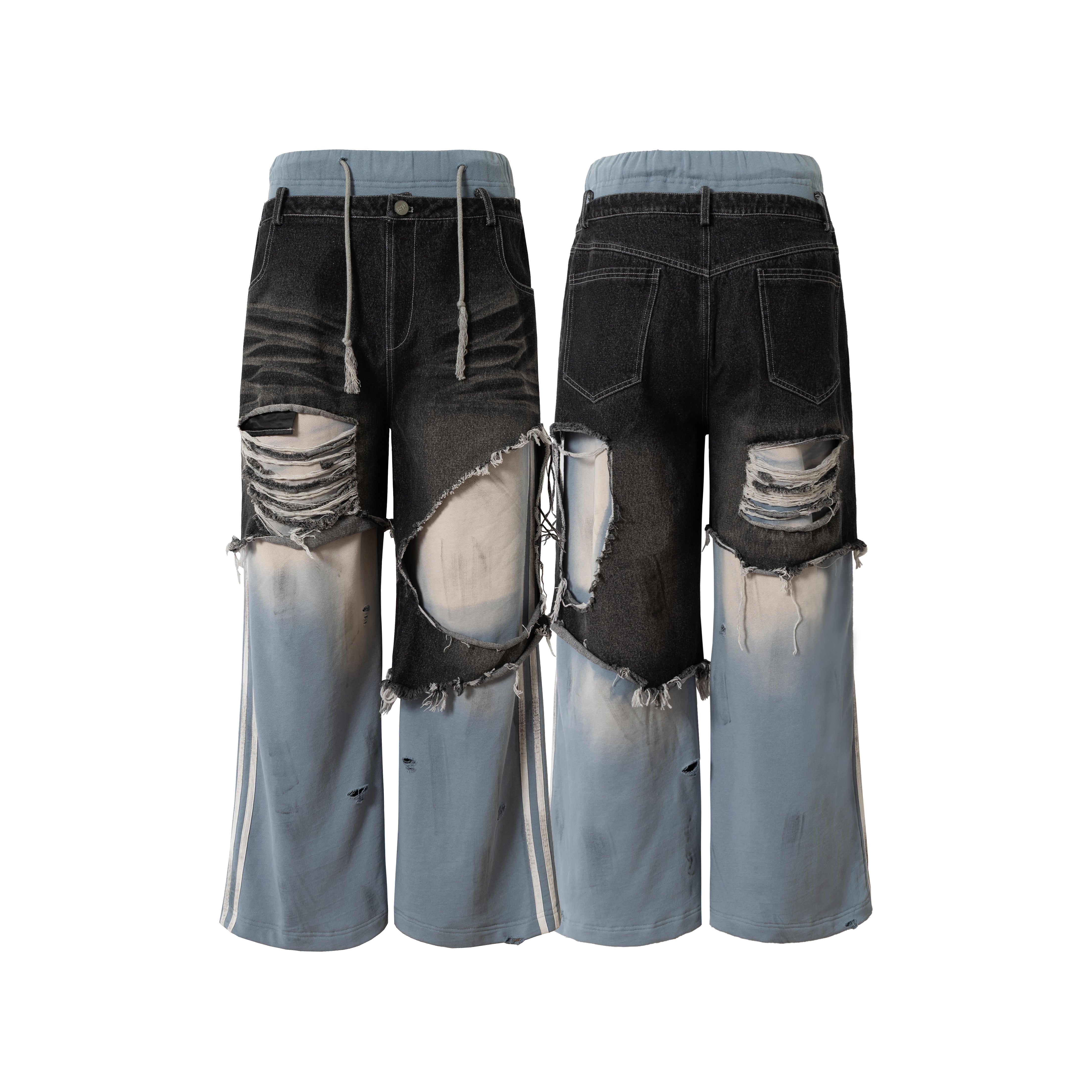Deconstructed Distressed | Striped Jeans - Santo