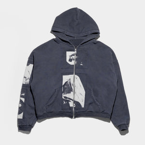 Vintage Patch Graphic | Washed Zip Up Hoodie - Santo