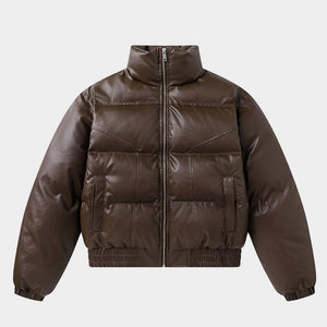 Leather Padded | Short Puffer Jacket