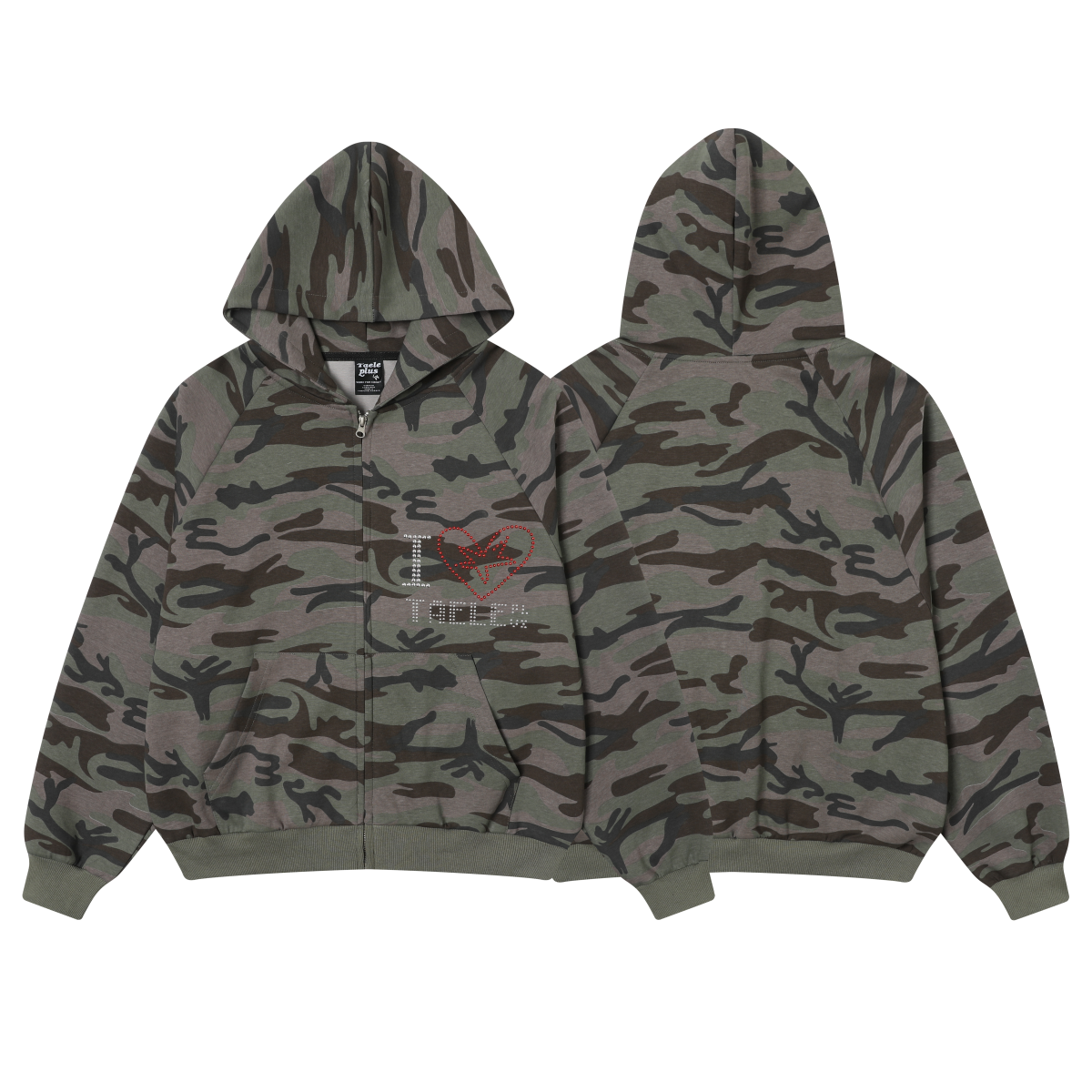 Rhinestone Camo | Zip-Up Hoodie