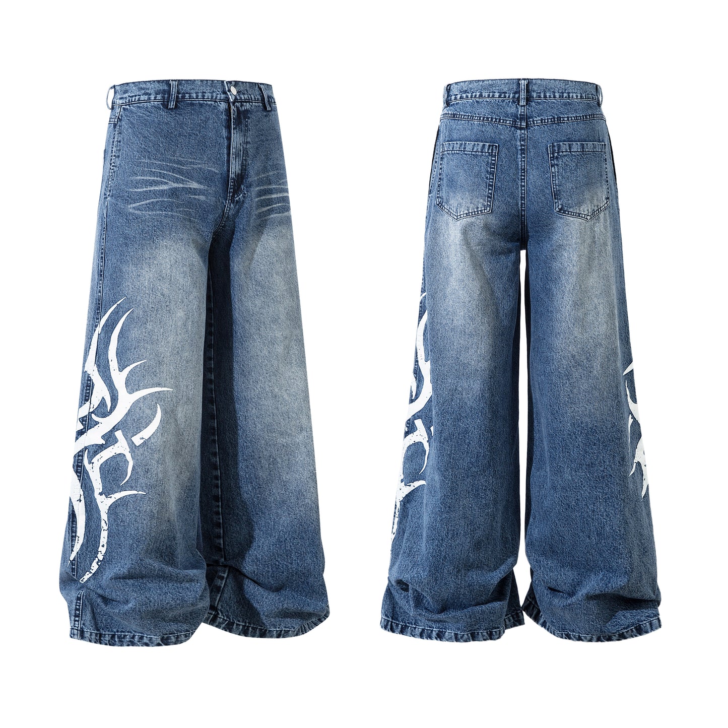 Tribal Print Washed | Baggy Jeans - Santo
