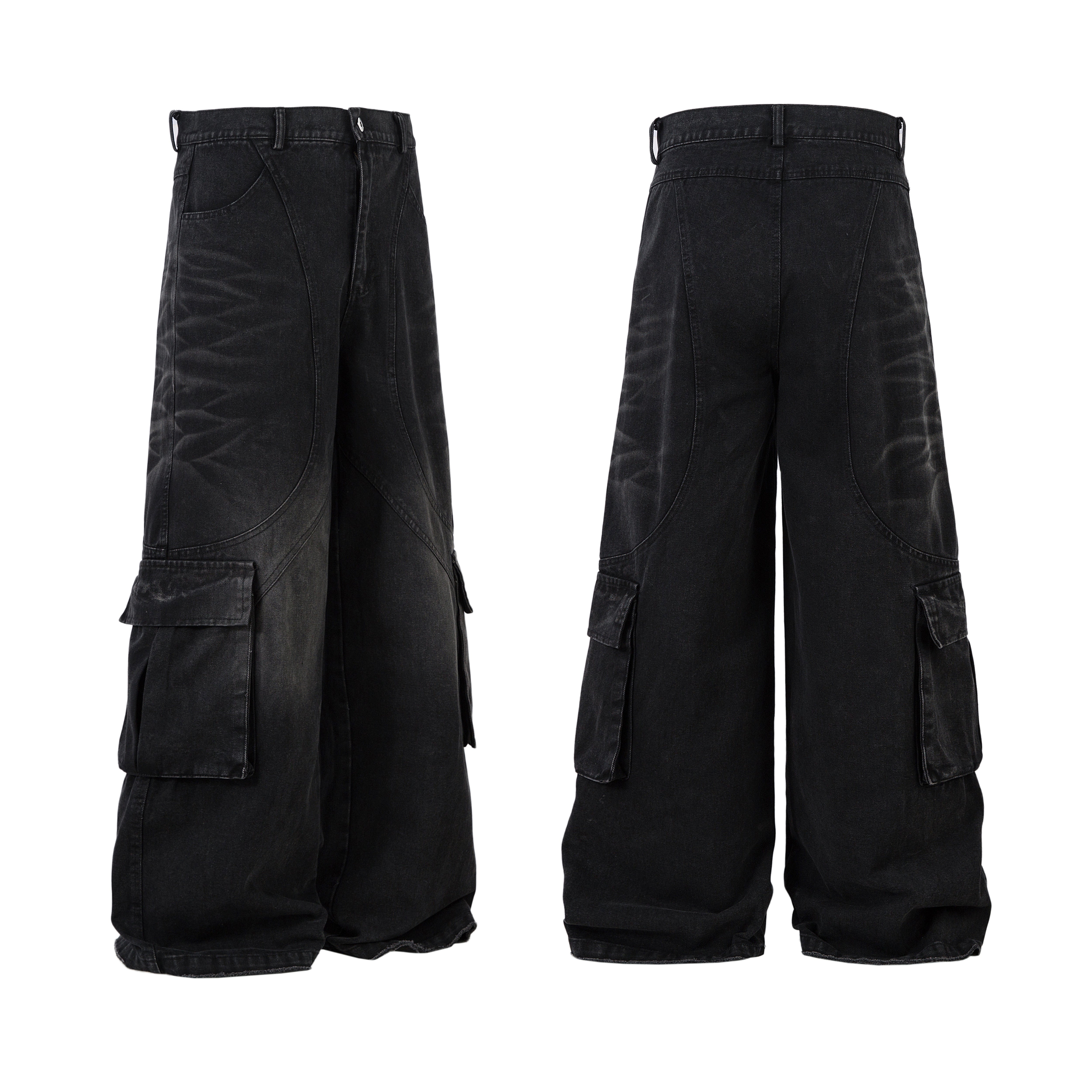 Distressed Multi-Pocket | Washed Jeans