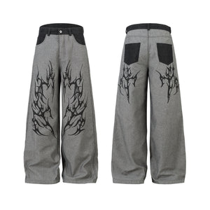 Tribal Flame Print | Baggy Jeans - Santo
