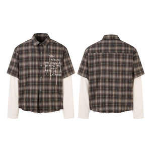 Vintage Plaid Contrast | Layered Sweatshirt - Santo