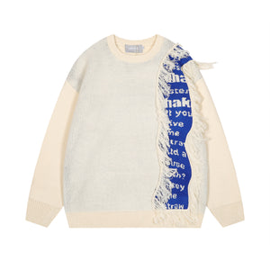 Tassel Groove | Textured Patchwork Sweater - Santo