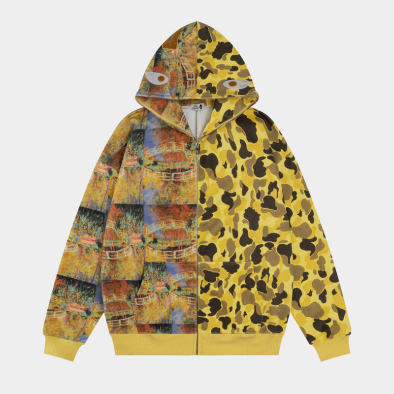 Monet Camo Patchwork | Zip-Up Hoodie - Santo