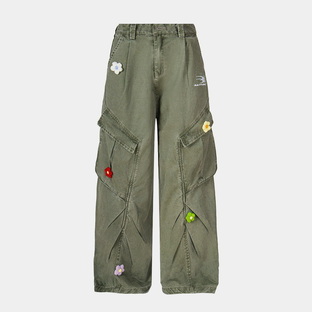 3D floral embroidery | Washed Cargo