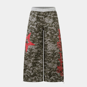 Vintage Print Sweatpants | Loose Fit Drawstring Streetwear Trousers - Santo