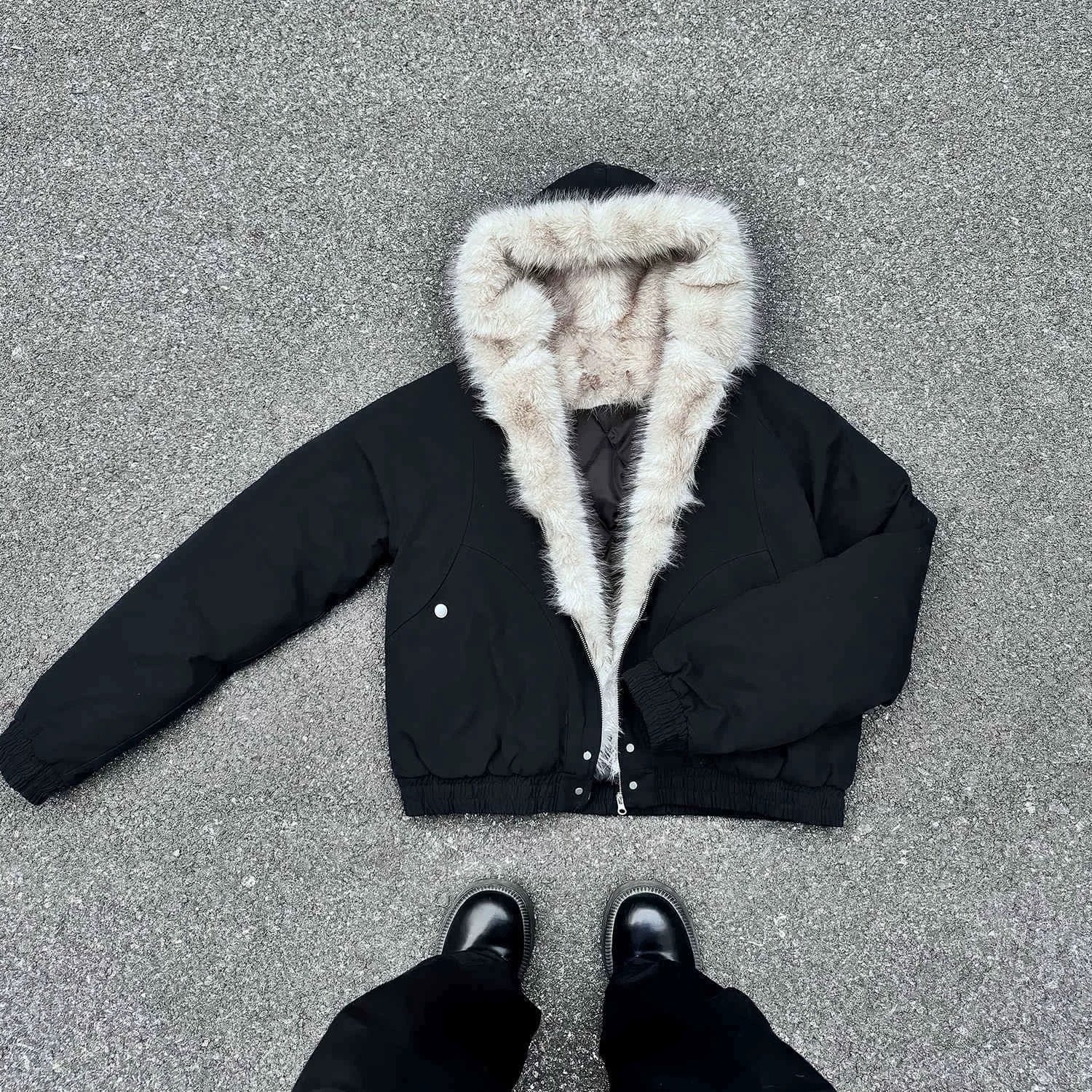 Spliced Fur | Hooded Quilted Jacket - Santo