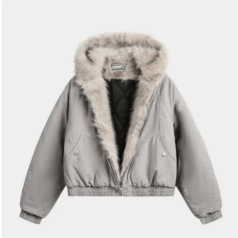 Spliced Fur | Hooded Quilted Jacket - Santo