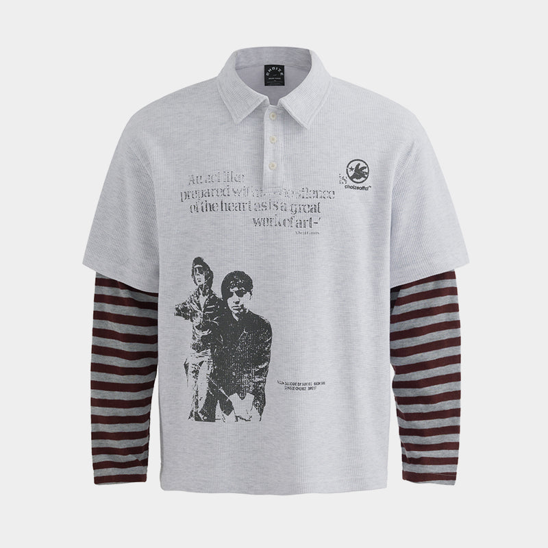 Vintage Striped Layered | Polo Sweatshirt - Santo