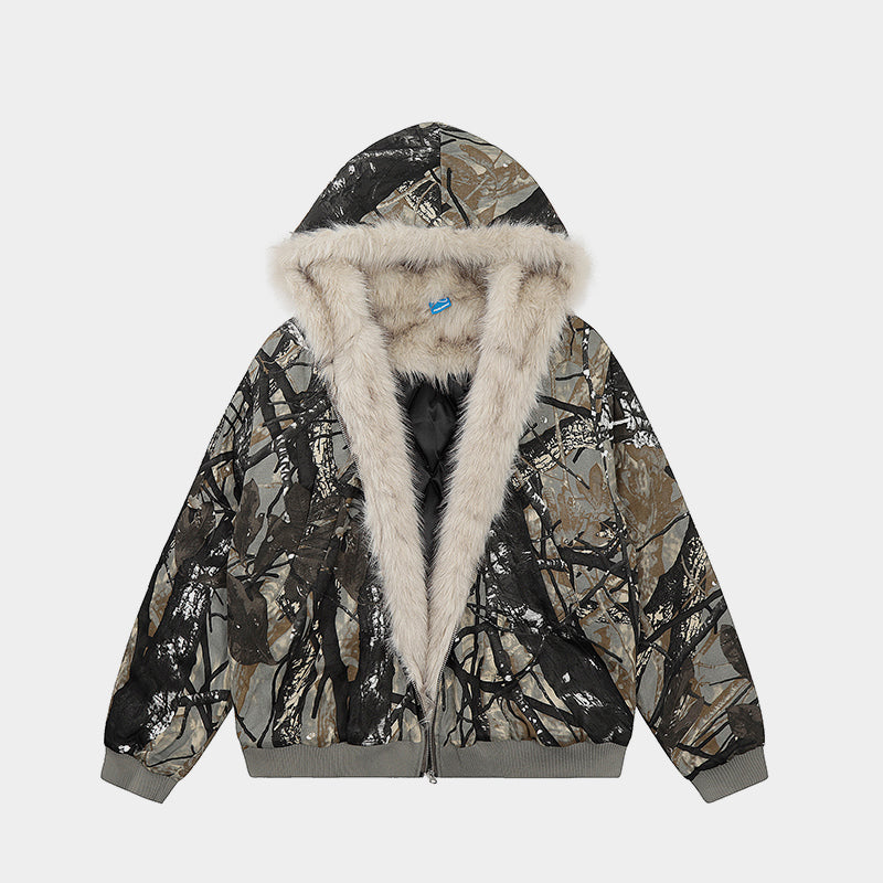 Faux-Fur Lined | Camo Hooded Puffer