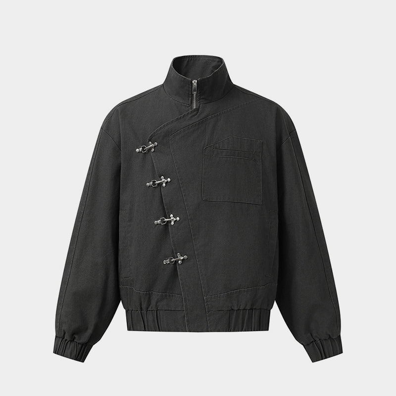 Asymmetric Clasp Front | Metal Button Jacket